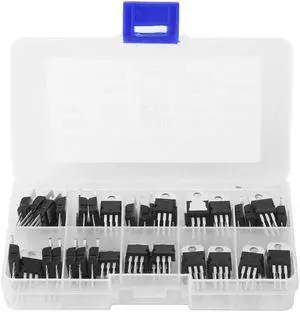 60pcs Assorted Transistor 10 Values L7805CV-LM317t Transistor Assortment Kit Set With Storage Box