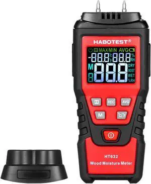 HABOTEST Wood Moisture Meter 0-99.9% Digital Wood Hydrometer with 2 Pin Probe Wood Moisture Tester