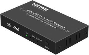 4K HDMI 2.0 Audio Extractor HDR 4K HDMI Audio Splitter Converter HDMI to SPDIF 5.1 Channel+Digital Coaxial+L/R with EDID
