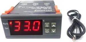 MH-1210A Intelligent Digital Temperature Controller High Accuracy Heating/Cooling NTC Sensor Temp Control Thermostat Regulator with Sensor for Freezer Fridge Hatching - 12V
