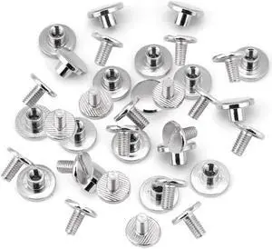 20pcs/Set Flat Head Screw Rivets Leather Belt Repair Supplies Durable Brass Threaded Flat Nut Nail Rivets Screws Tools - 6.5MM