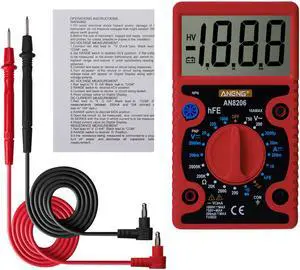 ANENG AN8206 Large Screen Digital Multimeter with Square Wave Output Voltage Current Continuity Measurement hEF Measurement - Red