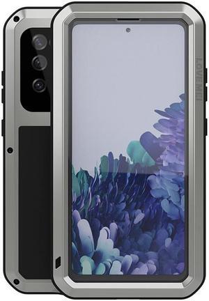 LOVE MEI Shock Dirt Proof Water Resistant Metal Armor Cover Phone Case for Samsung GALAXY S20 Fe - Silver