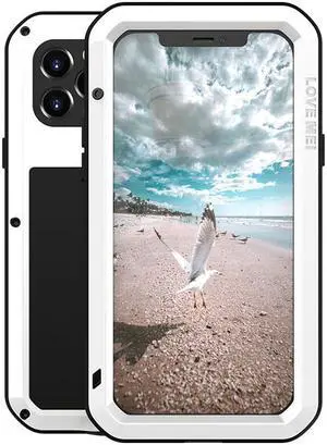 LOVE MEI Powerful Metal Waterproof Case For iPhone12 Pro Cover Full Body Protection ShockProof Phone Case (White)