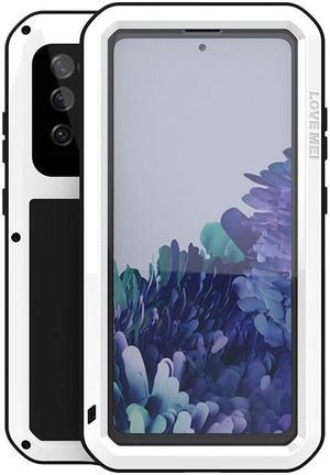 LOVE MEI Shock Dirt Proof Water Resistant Metal Armor Cover Phone Case for Samsung GALAXY S20 Fe - White