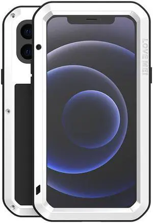 LOVE MEI Powerful Metal Waterproof Case For iPhone12 mini Cover Full Body Protection ShockProof Phone Case (White)