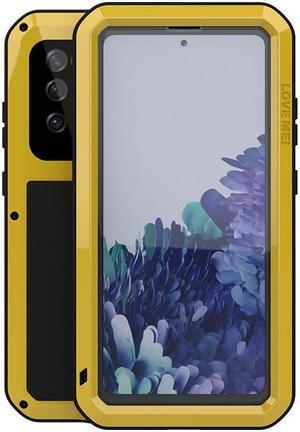 LOVE MEI Shock Dirt Proof Water Resistant Metal Armor Cover Phone Case for Samsung GALAXY S20 Fe - Yellow