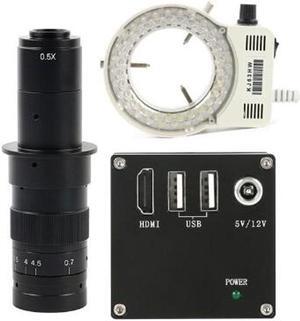 NEW 2K 1080P HDMI Measurement Video Microscope Camera U Disk Storage Video Recorder & Adjustable 56-LED Microscope Lamp & 180X C-Mount Lens For Phone PCB Soldering