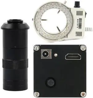 HDMI Electronic Digital Industrial Video Microscope & Adjustable LED Microscope Lamp & 100X C-Mount Lens For Phone Repair Soldering