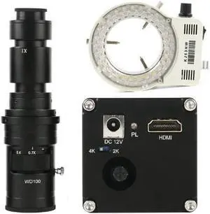 2020 NEW 2K 4K 1080P HDMI Digital Industrial Video Microscope Camera & 500X C-Mount Lens Whit 56-LED Adjustable Ring Light For Phone PCB Soldering