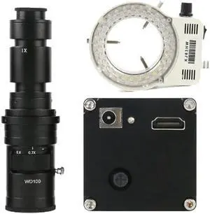 HDMI 60FPS Digital Industrial Video Microscope & Adjustable LED Microscope Lamp & 500X C-Mount Lens For Phone Repair Soldering