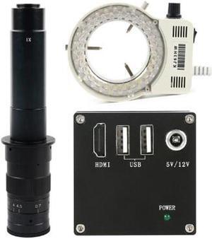 2MP 1080P HDMI Industrial Video Microscope Camera & 300X C-Mount Lens Whit 56-LED Adjustable Ring Light For Phone Tablet PC PCB IC Observe Soldering