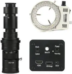 1080P HD HDMI Industrial Electronic Digital Video Microscope Camera & 500X C-Mount Lens Whit 56-LED Adjustable Ring Light