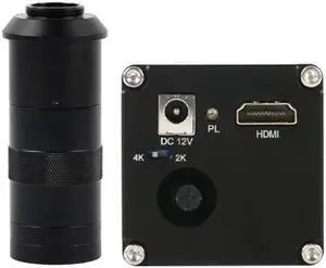 UHD 2K 4K 1080P HDMI Digital Industrial Video Microscope Camera & 100X C-Mount Lens For Lab Phone PCB Soldering