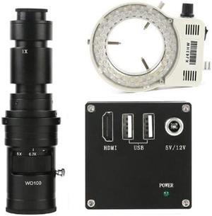 2MP 1080P HDMI Industrial Video Microscope Camera & 500X C-Mount Lens Whit 56-LED Adjustable Ring Light For Phone Tablet PC PCB IC Observe Soldering