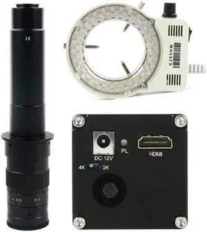 NEW 2K 4K 1080P HDMI Digital Industrial Video Microscope Camera & 300X C-Mount Lens Whit 56-LED Adjustable Ring Light For Phone PCB