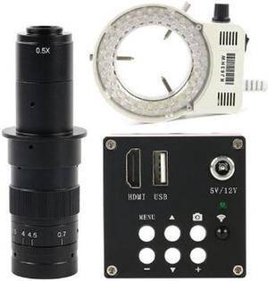 16MP HDMI Industrial Digital Video Microscope & 180X C-Mount Lens & 56 LED Adjustable Microscope Ring Light Support U disk Storage Video