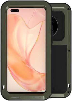 LOVE MEI Shock Dirt Proof Water Resistant Metal Armor Cover Phone Case for HUAWEI Mate 40 Pro - Army Green