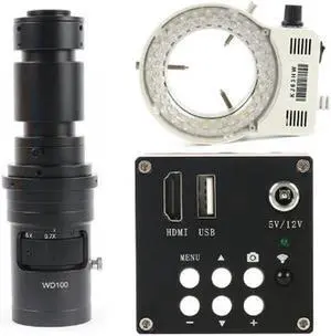 2020 NEW 16MP 1080P HDMI Industrial Digital Video Microscope & 500X C-Mount Lens & 56 LED Adjustable Microscope Ring Light Support U disk Storage Video