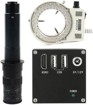 HD 2K 1080P HDMI Measurement Video Microscope Camera U Disk Storage Video Recorder & Adjustable 56-LED Microscope Lamp & 300X C-Mount Lens For Phone PCB Soldering