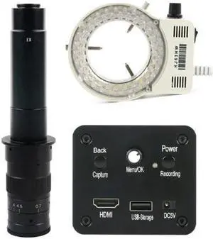 1080P HD HDMI Industrial Electronic Digital Video Microscope Camera & 300X C-Mount Lens Whit 56-LED Adjustable Ring Light