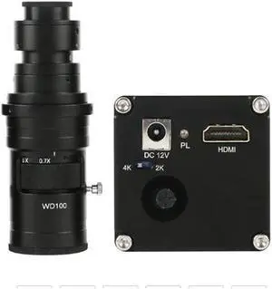 NEW 2K 4K HDMI Digital Industrial Video Microscope Camera & 200X C-Mount Lens For PCB Soldering