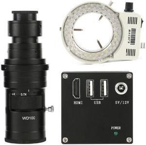 2MP 1080P HDMI Industrial Video Microscope Camera & 200X C-Mount Lens Whit 56-LED Adjustable Ring Light For Phone Tablet PC PCB IC Observe Soldering