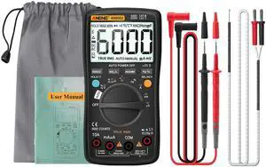 ANENG AN9002 Bluetooth Digital Multimeter 6000 Counts Professional MultimetroTrue RMS AC/DC Current Voltage Tester Auto-Range - Black