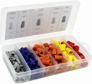 158 PCS Twist-On Wire Connector Assortment - Yellow Blue Orange Grey and Red Easy Twist-On Ribbed Cap