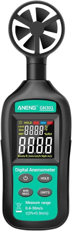 ANENG GN301 Handheld Digital Anemometer High Precision Wind Speed/Temperature Meter Digital Meteorograph with LCD Backlight