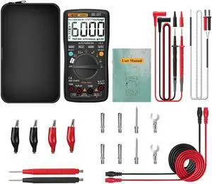 ANENG AN9002 Bluetooth Digital Multimeter 6000 Counts Professional MultimetroTrue RMS AC/DC Current Voltage Tester Auto-Range & 16 in 1 Combination Line - Black