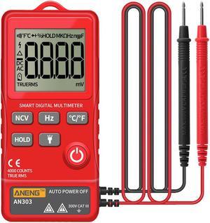 ANENG AN303 Digital Multimeter 4000 Count LCD Display Automatic Range Universal Meter with Backlight NCV Test Meter with Color Box - Red
