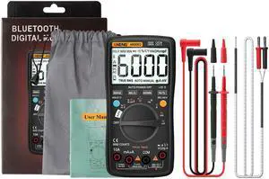 ANENG AN9002 Bluetooth Digital Multimeter 6000 Counts Professional MultimetroTrue RMS AC/DC Current Voltage Tester Auto-Range & Packing Box - Black