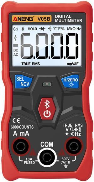 ANENG V05B Digital Bluetooth Multimeter 6000 Counts Professional Analog Multimeter AC/DC Currents Voltage Mini Testers True RMS Multimetro & Packing Box - Red