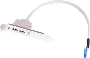 2 Ports USB 2.0 Motherboard Rear Panel Expansion Bracket to 9 Pin Header Cable Adapter Expander Rear Brackets for PC Case