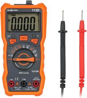 RICHMETERS RM113D NCV Digital Multimeter 6000 Counts Auto Ranging AC/DC Voltage Temperature Measuring Meter Flash Light Backlight Large Screen with Magnetic Suction
