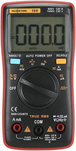 RM109 Palm-size True-RMS Digital Multimeter 9999 Counts Square Wave Backlight AC DC Voltage Ammeter Current Ohm Auto/Manual