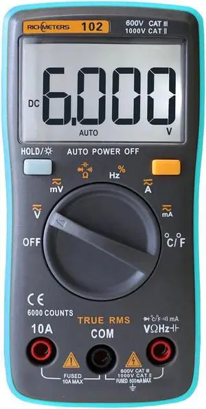 RICHMETERS RM102 True RMS Digital Multimeter DMM DC AC Voltage Current Resistance Diode Capacitance Temperature Tester Measurement