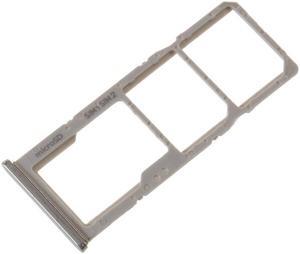 Dual SIM Tray Micro SD Card Tray Holder Slot Replacement For Samsung Galaxy A50 A505 / A30 A305 (Silver)
