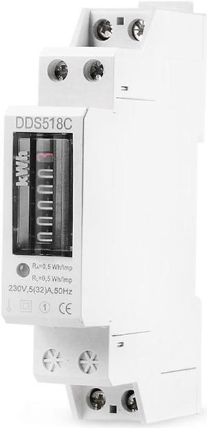 Household Rail Single Phase Digital Display Electricity Power Consumption Wattmeter Energy Meter Watt KWh 5-32A 220V AC 50Hz