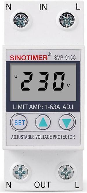 230V 40A Single Phase Two Wire LCD Digital Display Adjustable Voltage Surge Protectors Relay With Limit Current Protection