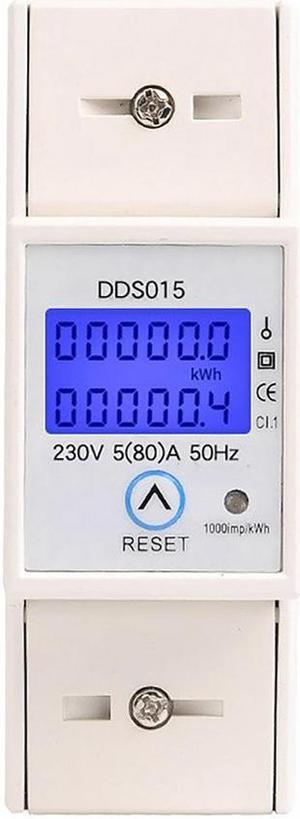 Backlights Single Phase Wattmeter Power Consumption Watt Electronic Energy Meter KWh 5-80A 230V AC 50Hz With Reset Function