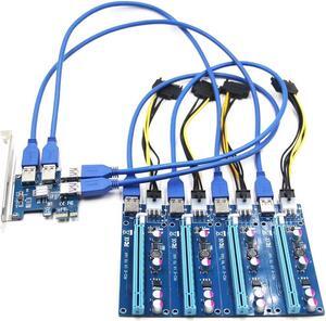 PCI-E X1 to PCI-E X16 Adapter Card PCI-E Converter Card Expansion Card with 4 USB3.0 Ports Desktop Computer Expansion Card