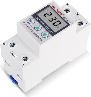 230V 50A Single Phase Two Wire LCD Digital Display Adjustable Voltage Surge Protectors Relay With Limit Current Protection