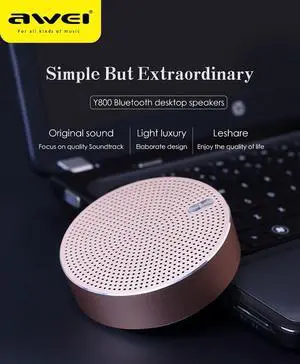 Awei Y800 Mini Bluetooth Speaker Wireless Speaker 3D Stereo Laptop Portable TF Card Audio USB Music Player PC Speaker (Pink)