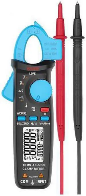 Bside ACM91 TRMS AC/DC Clamp Meter Auto-Ranging 6000 Counts 0.001A Current Frequency Temperature Tester with Pocket Clip