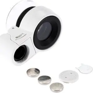 Mini 45X Zoom Adjustable Loupe Magnifier Magnifying Glass with LED Light and UV Light for Jewelry Antiques Gems Stamps Currency