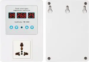 GeekTeches TMC-6060 AC110-240V 10A High Precision Touch Control LED Digital Intelligent Temperature Controller Outlet Pre-wired cord Thermocouple Thermostat Heating Cooling Control Switch with Socket