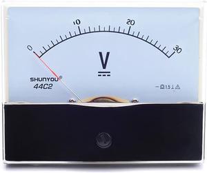 ELECALL 30V Square DC Voltage Panel Meter DC Voltmeter 44C2 Analog Power meter