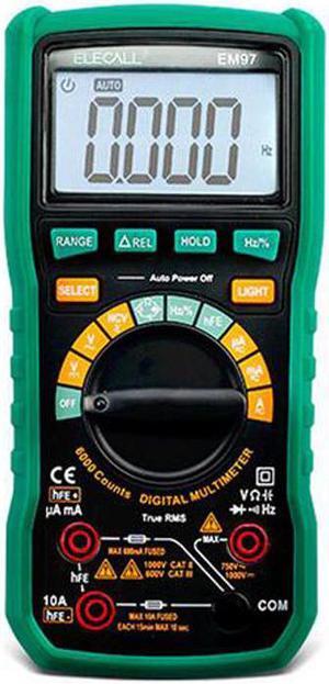 ELECALL EM97 Capacitance Multimeter True RMS Digital Multimeter LCD Backlight With Capacitance/Resistance Measurement and Without Bag